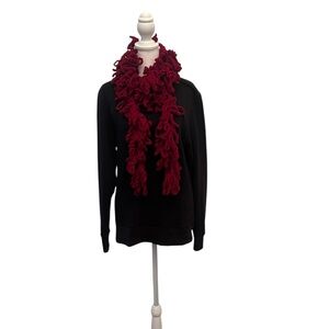 NWT Angelas Designs one of a kind hand crocheted burgundy loopy boa scarf 82”